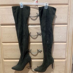 Herstyle Over-the-Knee Boots in Dark Green
